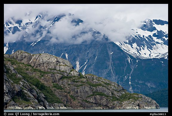 Rocky ridge and snowy peaks, West Arm. Glacier Bay National Park, Alaska, USA.