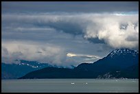 Storm clouds over the bay, West Arm. Glacier Bay National Park, Alaska, USA. (color)