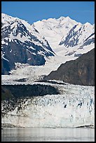 Margerie Glacier flows from Mount Fairweather, early morning. Glacier Bay National Park, Alaska, USA. (color)