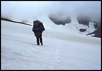 Hiking in a white-out, Valley of Ten Thousand smokes. Katmai National Park, Alaska (color)