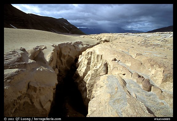 Deep gorge carved by the Lethe river in the ash-covered floor of the Valley of Ten Thousand smokes. Katmai National Park (color)