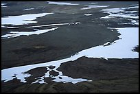 Patterns of melting snow, Valley of Ten Thousand smokes. Katmai National Park, Alaska, USA. (color)