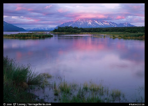Sunset on the Brooks river. Katmai National Park, Alaska, USA.