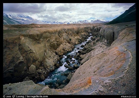 Colorful ash and Lethe River gorge,  Valley of Ten Thousand smokes. Katmai National Park (color)
