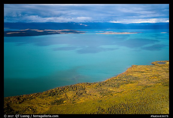 Aerial View of Naknek Lake in autumn. Katmai National Park, Alaska, USA.