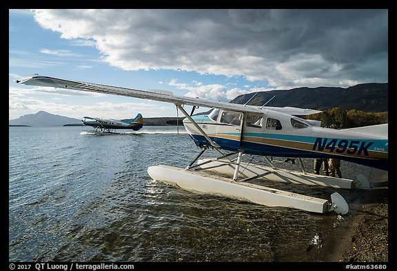 Floatplanes, Lake Brooks. Katmai National Park, Alaska, USA.