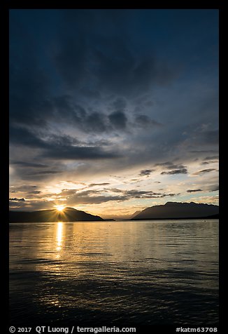 Sun rising over Naknek Lake. Katmai National Park, Alaska, USA.