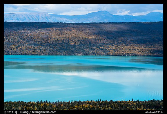 Naknek Lake with patch of glassy water. Katmai National Park, Alaska, USA.