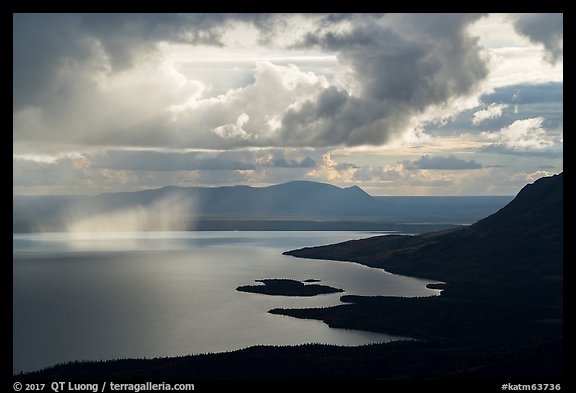 Clouds and showers above Lake Brooks. Katmai National Park, Alaska, USA.