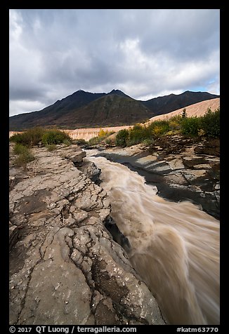 Ukak River flowing on hard rock, Valley of Ten Thousand Smokes. Katmai National Park (color)