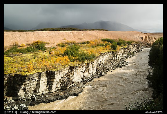 Ukak River carving gorge in Valley of Ten Thousand Smokes. Katmai National Park (color)