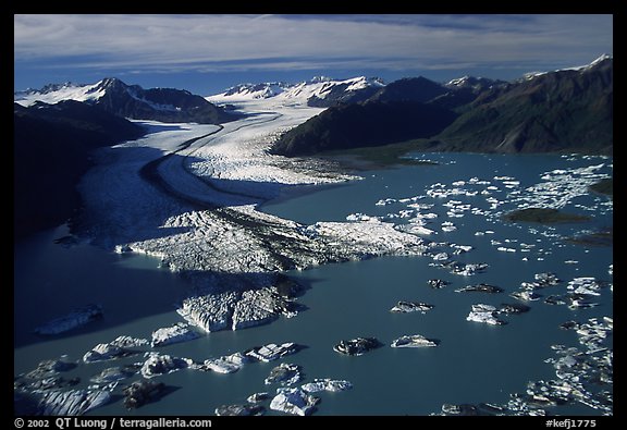 Aerial view of the front of Bear Glacier. Kenai Fjords National Park, Alaska, USA.