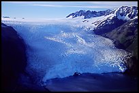 Aerial view of Aialik Glacier front. Kenai Fjords National Park, Alaska, USA. (color)