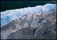 Grey ice, blue ice, Exit Glacier and forest. Kenai Fjords National Park ( color)