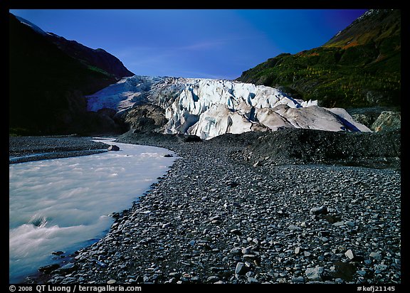 Exit Glacier front and glacial stream, 2000. Kenai Fjords National Park, Alaska, USA.