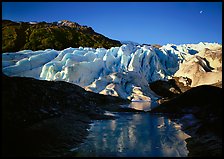 Frozen glacial pond and front of Exit Glacier, 2000, early morning. Kenai Fjords National Park ( color)