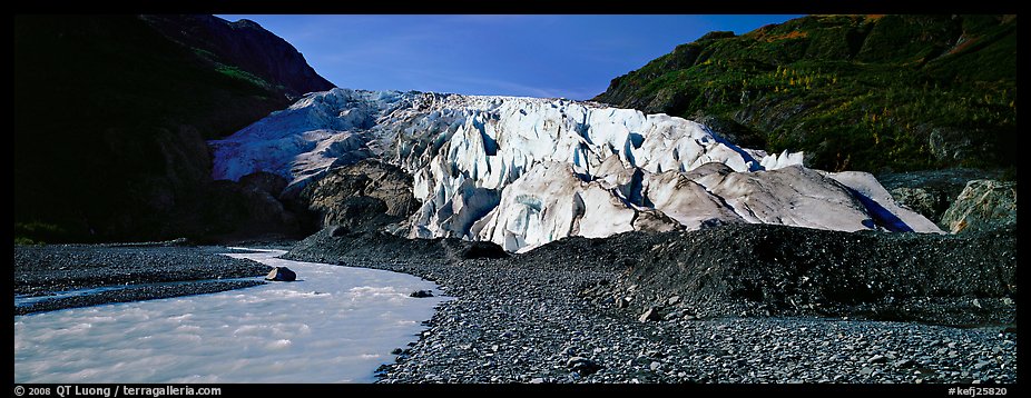 Glacial stream and Exit Glacier, 2000. Kenai Fjords National Park (color)