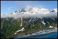 Exit Glacier, low cloud, and peak. Kenai Fjords National Park, Alaska, USA. (color)