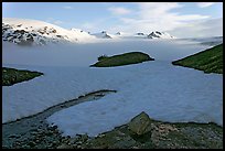 Melting neve in early summer and Harding ice field. Kenai Fjords National Park, Alaska, USA. (color)