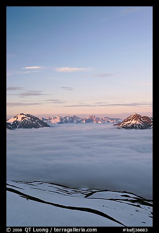 View from the Harding Icefield trail at sunset. Kenai Fjords National Park (color)