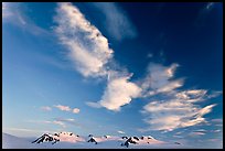 Nunataks and clouds at sunset. Kenai Fjords National Park, Alaska, USA.