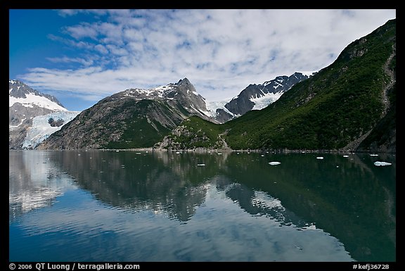 North side of fjord and reflections, Northwestern Fjord. Kenai Fjords National Park, Alaska, USA.