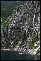 Waterfalls streaming into cove, Northwestern Fjord. Kenai Fjords National Park ( color)