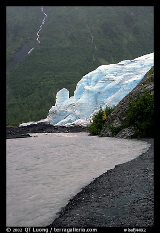 Exit Glacier, glacial outwash plain, and glacial stream, 2002. Kenai Fjords National Park, Alaska, USA.