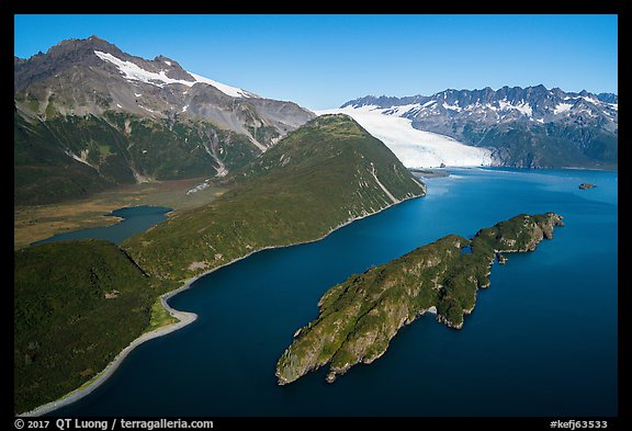 Aerial View of Slate Island and Aialik Bay. Kenai Fjords National Park, Alaska, USA.