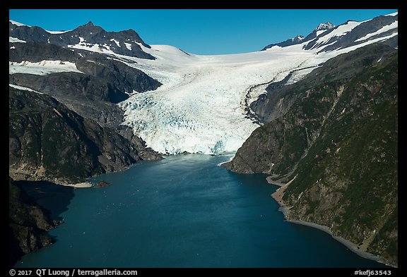 Aerial View of Holgate Glacier front. Kenai Fjords National Park, Alaska, USA.