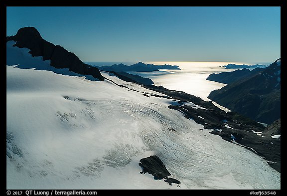 Aerial View of Harding Icefield above Holgate Arm. Kenai Fjords National Park, Alaska, USA.