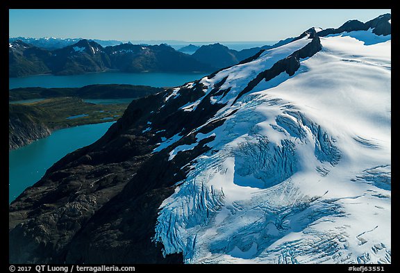 Aerial View of Harding Icefield above Aialik Bay. Kenai Fjords National Park, Alaska, USA.
