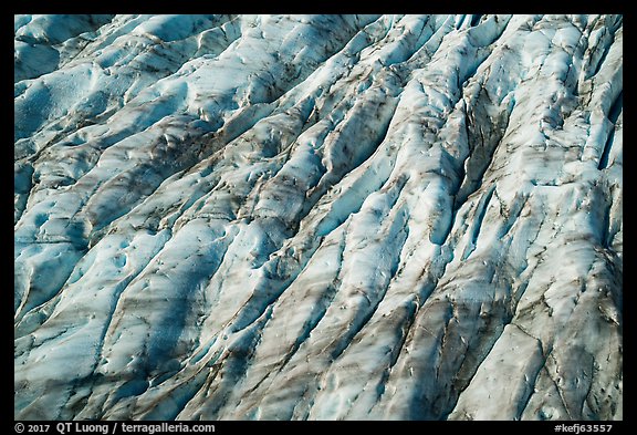 Aerial View of Bear Glacier crevasses. Kenai Fjords National Park, Alaska, USA.