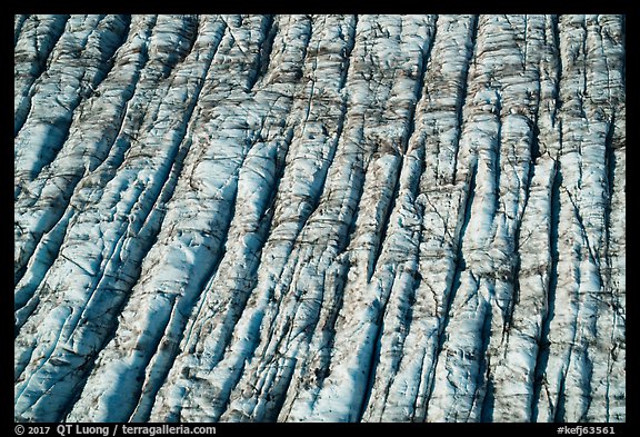 Aerial View of crevassed surface of Bear Glacier. Kenai Fjords National Park, Alaska, USA.