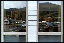 Seward, Kenai Fjords Visitor Center window reflexion. Kenai Fjords National Park ( color)