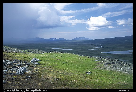 Tundra and valley with storm developping. Lake Clark National Park, Alaska, USA.
