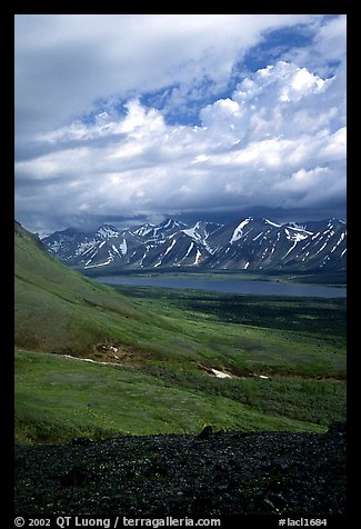 Tundra slopes and Twin Lakes. Lake Clark National Park (color)