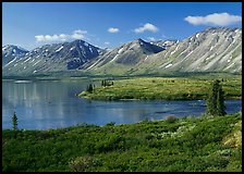 Twin Lakes mouth, morning. Lake Clark National Park, Alaska, USA. (color)