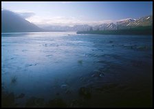 Outlet stream of Twin Lakes on a foggy morning. Lake Clark National Park ( color)