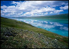 Coulds and reflections from above Turquoise Lake. Lake Clark National Park ( color)
