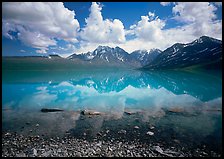 Clouds and Telaquana Mountains above Turquoise Lake, from the middle of the lake. Lake Clark National Park ( color)