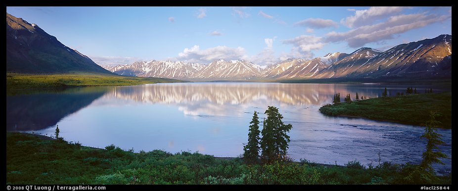 Mountains reflected in Twin Lakes. Lake Clark National Park (color)