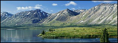 Mountains rising above Twin Lakes. Lake Clark National Park (Panoramic color)
