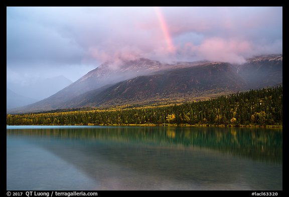 Rainbow above Kontrashibuna Lake. Lake Clark National Park, Alaska, USA.