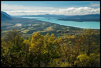 Lake Clark from Tanalian Mountain in the autumn. Lake Clark National Park ( color)