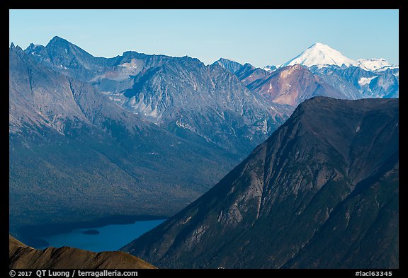 Iliamna Volcano  and Kontrashibuna Lake. Lake Clark National Park, Alaska, USA.