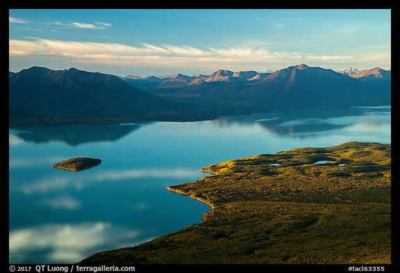 Lake Clark (Qizhjeh Vena) from above, late afternoon. Lake Clark National Park, Alaska, USA.
