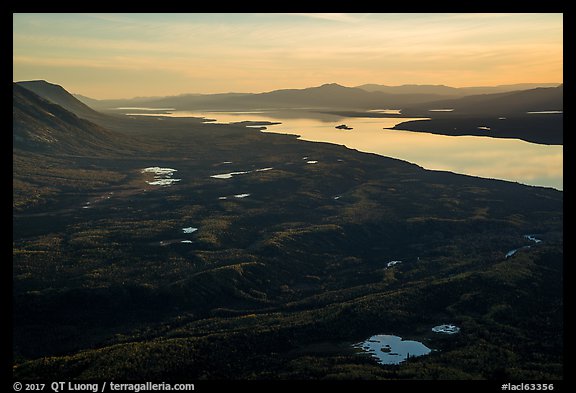 Lake Clark from Tanalian Mountain at sunset, looking south. Lake Clark National Park (color)