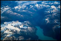 Aerial view of Tuxedni Bay and Chigmit Mountains. Lake Clark National Park ( color)
