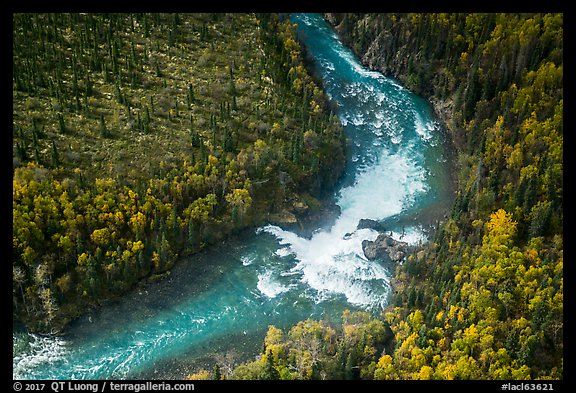 Aerial view of Tanalian River and Falls. Lake Clark National Park, Alaska, USA.